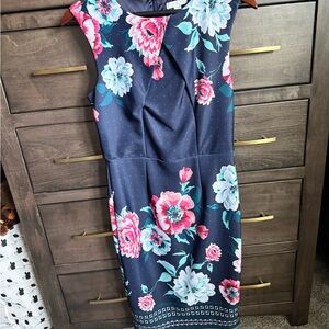 New York & Company Navy Floral Midi Dress
